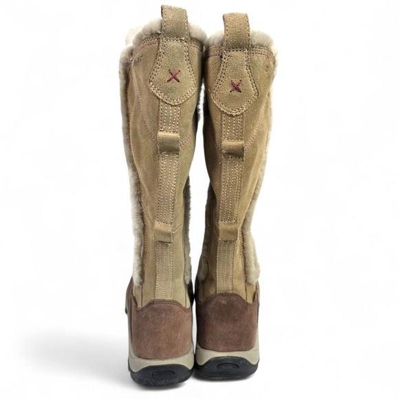 Hi-Tec Women Tall Tan Suede Leather Winter Boots Faux Fur Trim Thinsulate SIze 7 - Picture 5 of 15